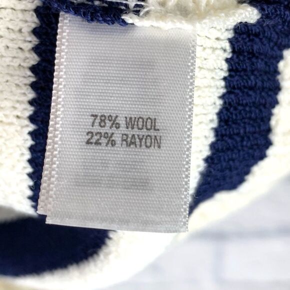 Vtg St John Knit Blue Cream Striped Wool Sweater P - Picture 4 of 12
